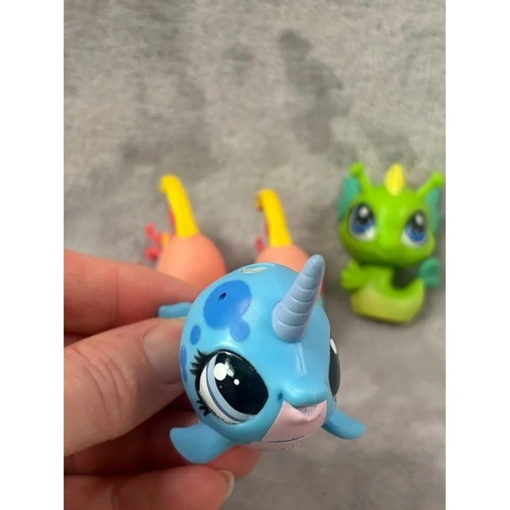 Littlest Pet Shop Ocean Animals‎ Lot of 4 LPS Fish Narwhal + Accessories